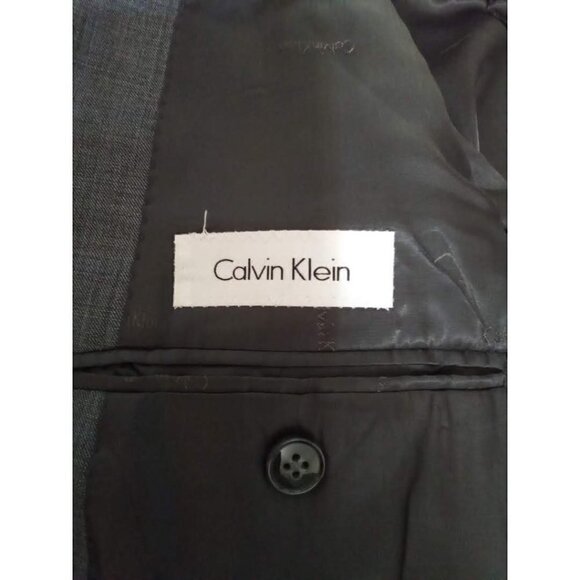 Calvin Klein Gray Window Pane Single Breasted Blazer Sz 41 - Picture 7 of 7